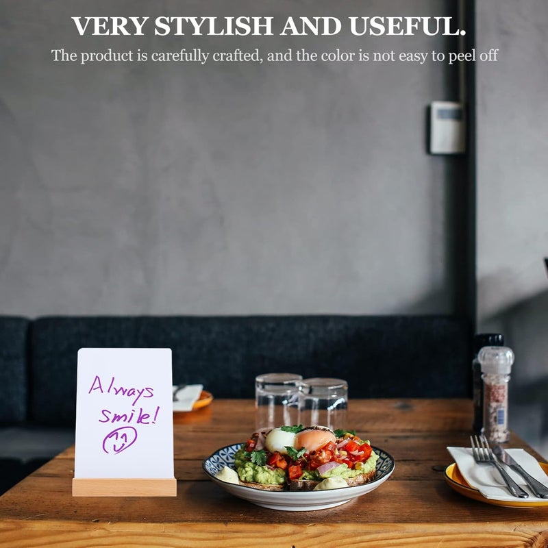 cheekyglo Desktop Whiteboard with Stand Mini Chalkboard Sign Wooden Message Board List Notepad Portable Memo Board for Home Office Desk School Kitchen White - Image 3
