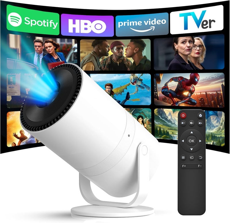 Tecaki Mini Projector with WiFi, Bluetooth, and Android 12 - 1080P Portable Projector for Movies and Gaming - Image 1