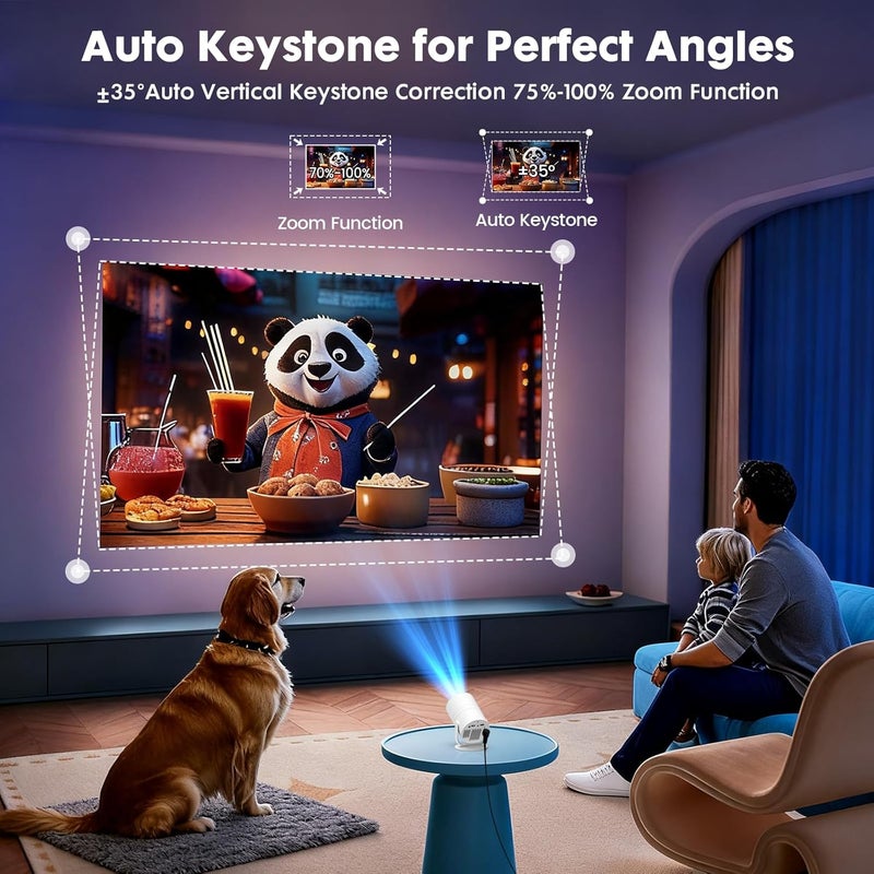 Tecaki Mini Projector with WiFi, Bluetooth, and Android 12 - 1080P Portable Projector for Movies and Gaming - Image 3