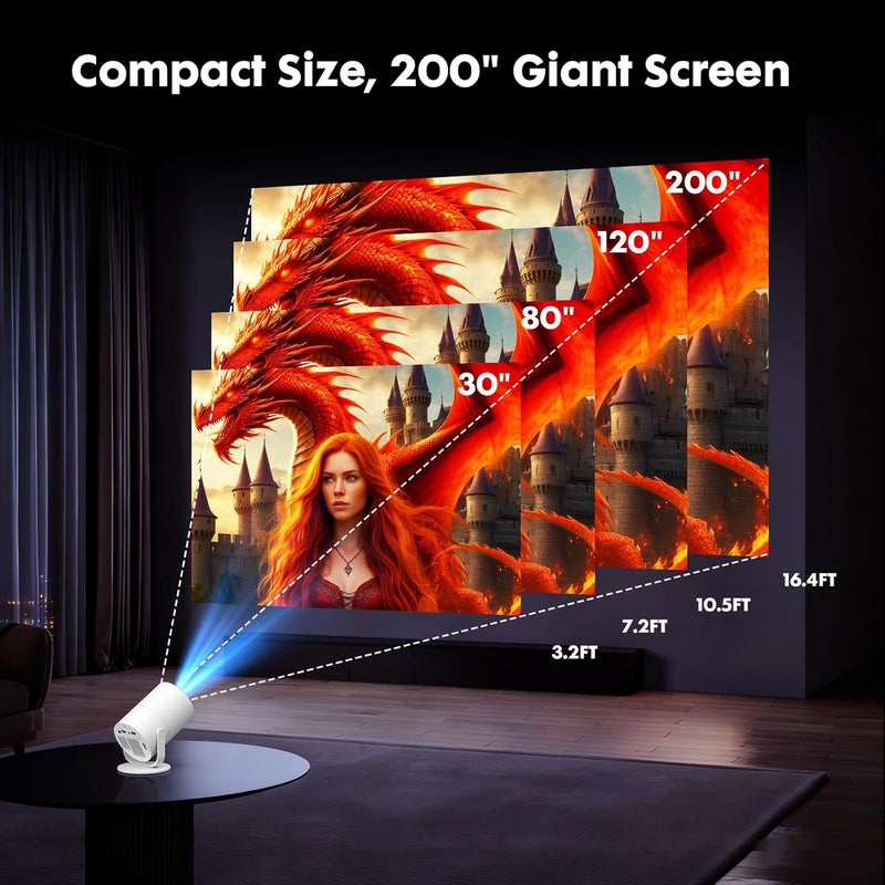 Tecaki Mini Projector with WiFi, Bluetooth, and Android 12 - 1080P Portable Projector for Movies and Gaming - Image 4