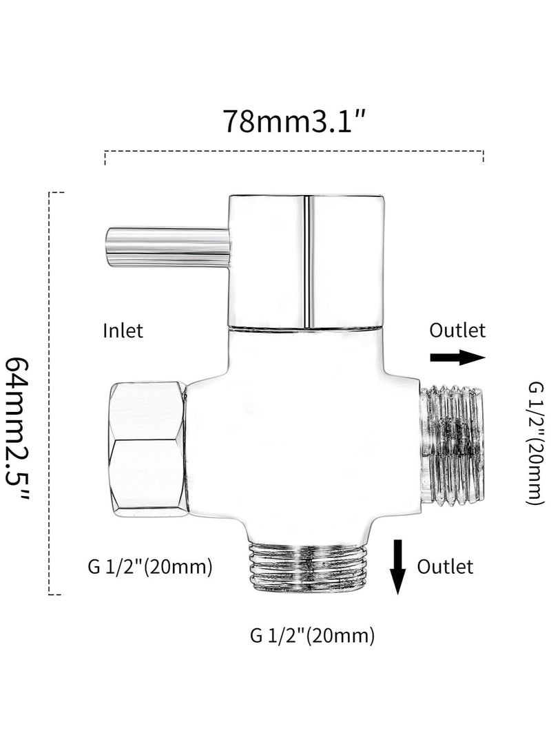 Shower Head Diverter Valve Solid Brass Shower Arm Diverter Valve for Hand Held Showerhead and Fixed Spray Head 20mm Diameter 3 Way Universal Shower System Replacement Part - Image 3