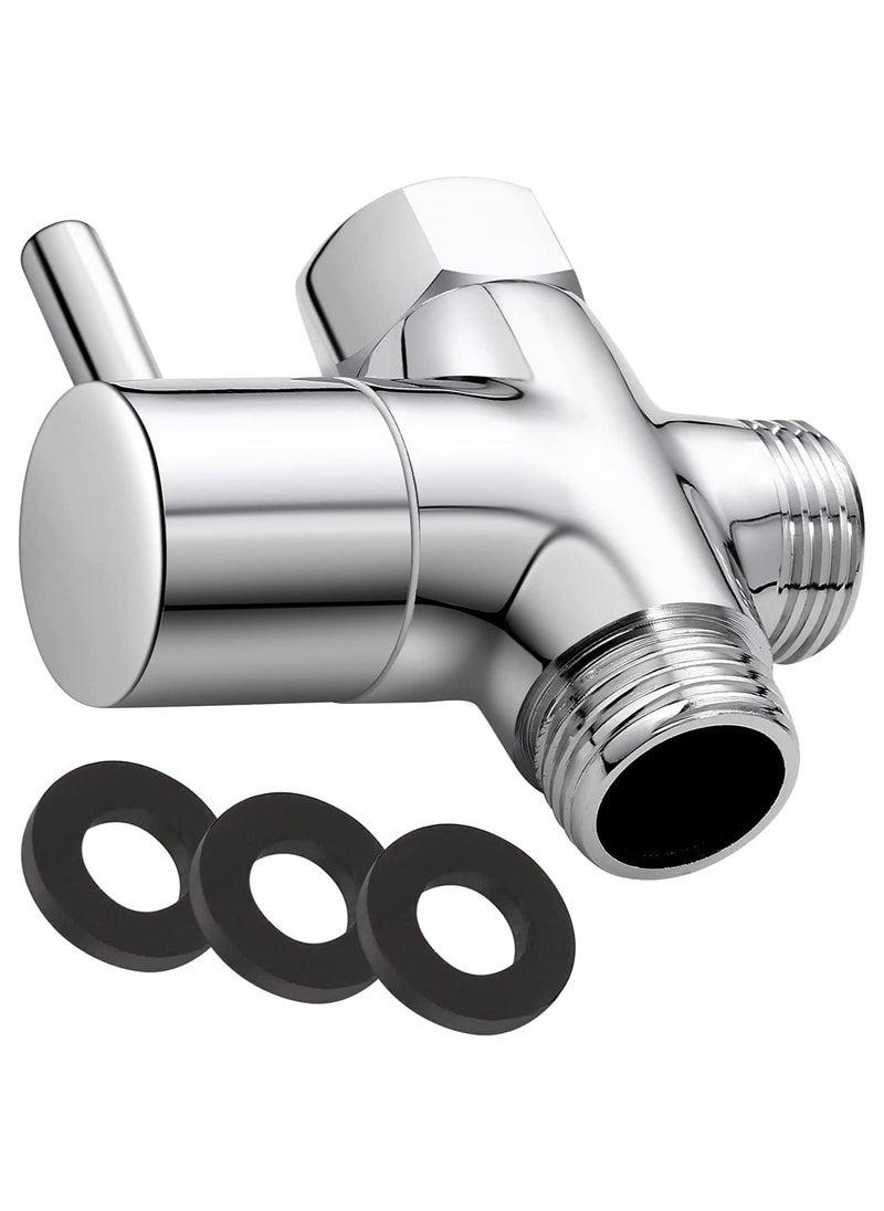 Shower Head Diverter Valve Solid Brass Shower Arm Diverter Valve for Hand Held Showerhead and Fixed Spray Head 20mm Diameter 3 Way Universal Shower System Replacement Part - Image 1
