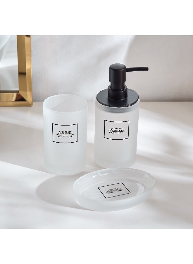 Home Box Casa 3-Piece Frosted Glass Bathroom Accessory Set - Image 1