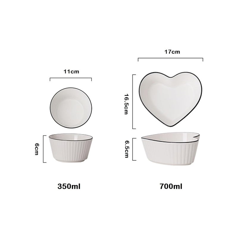 HENIJ HeartShaped Bowls for Salad Soup Snack Dessert Household Cooking Bowls for Home Kitchen Set of 3 - Image 3