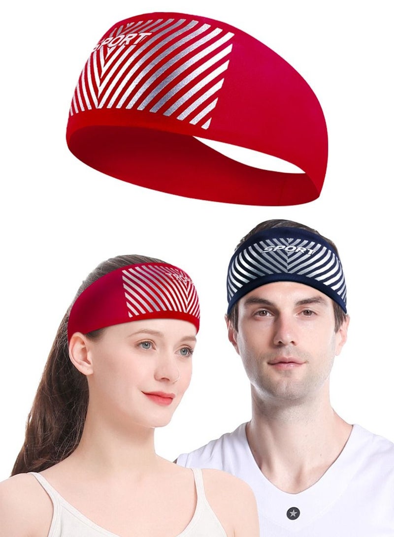 SPORT Sport and Yoga Headband For Men and Women Absorb Sweat Fitness Workout for Running Jogging Basketball Football Dancing Cycling Yoga Hiking Camping. Red Color Super Light Headband Fits All and Enhance - Image 2