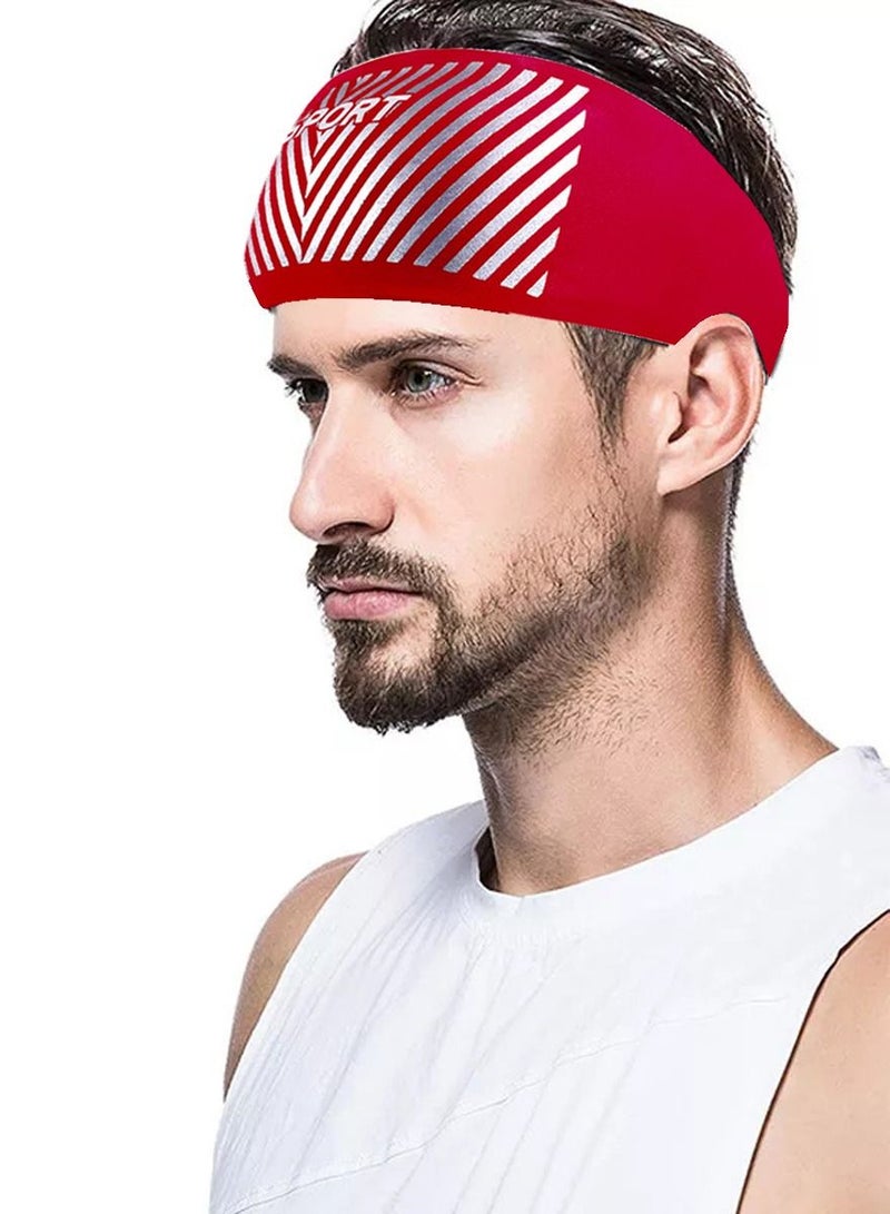 SPORT Sport and Yoga Headband For Men and Women Absorb Sweat Fitness Workout for Running Jogging Basketball Football Dancing Cycling Yoga Hiking Camping. Red Color Super Light Headband Fits All and Enhance - Image 5
