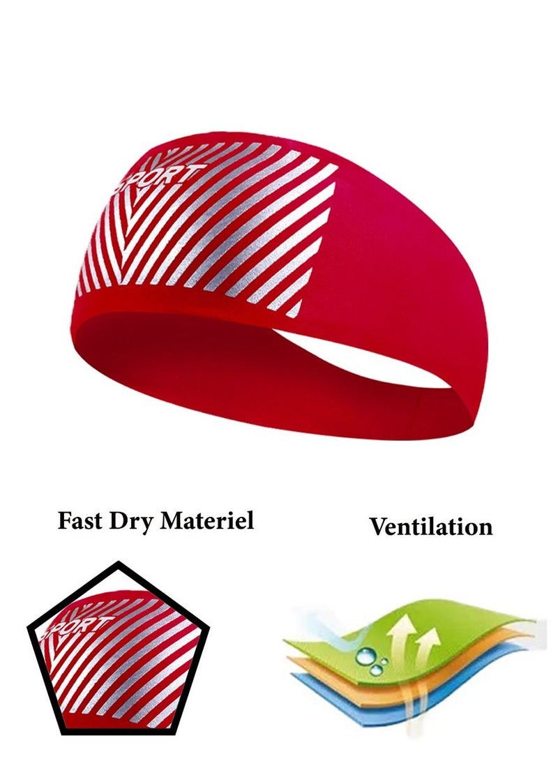 SPORT Sport and Yoga Headband For Men and Women Absorb Sweat Fitness Workout for Running Jogging Basketball Football Dancing Cycling Yoga Hiking Camping. Red Color Super Light Headband Fits All and Enhance - Image 1