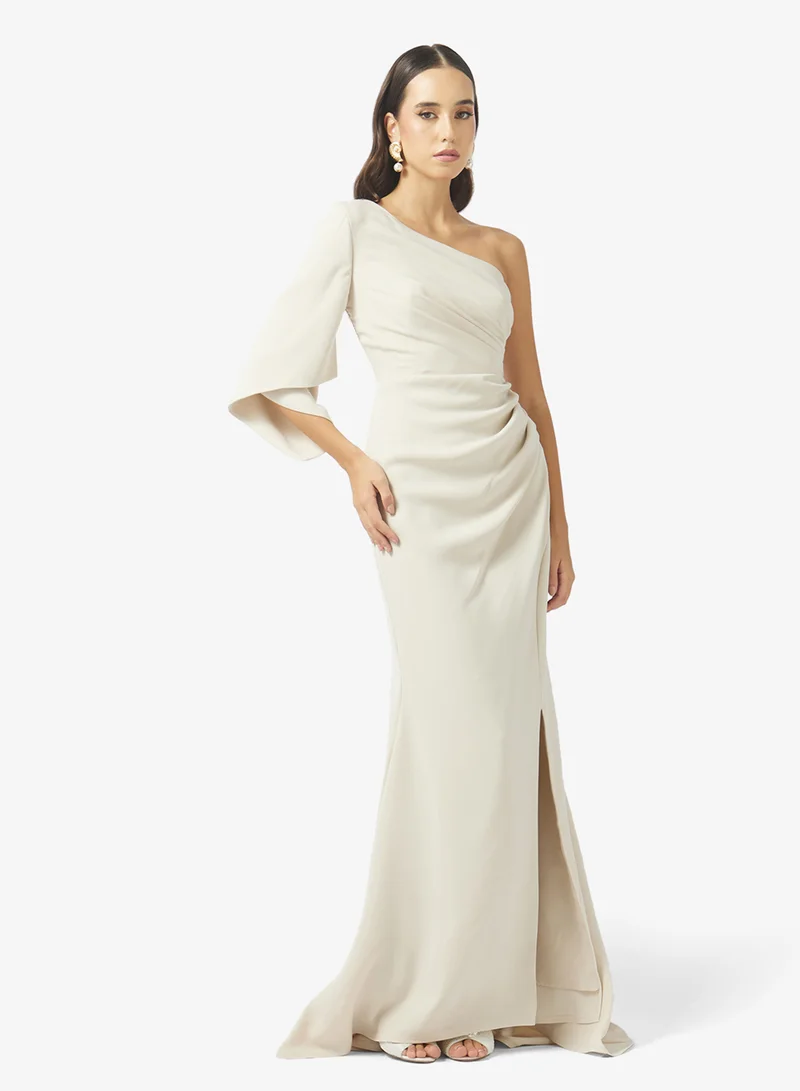 One Shoulder Draped Evening Gown