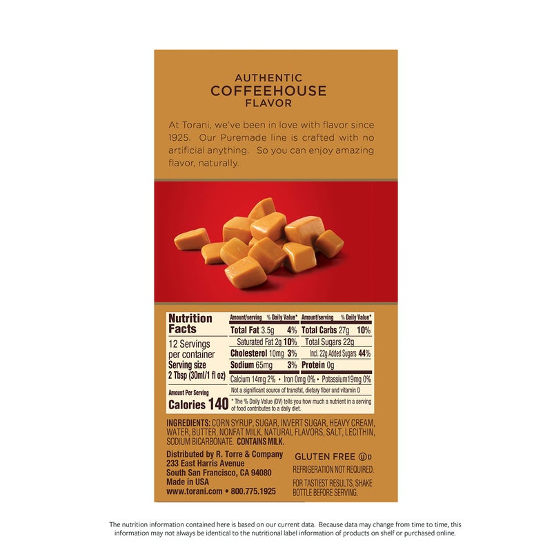 Torani Puremade Sauce, Caramel, 16.5 Ounces(Pack of 4) - Image 3