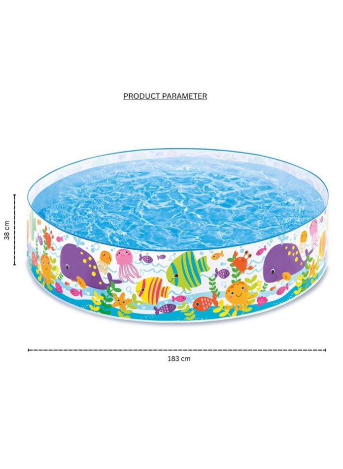 Children’s Swimming Pool with Ocean Life Design – Snapset 183x38 cm Foldable PVC Water Play Tub for Toddlers and Kids  - Image 2