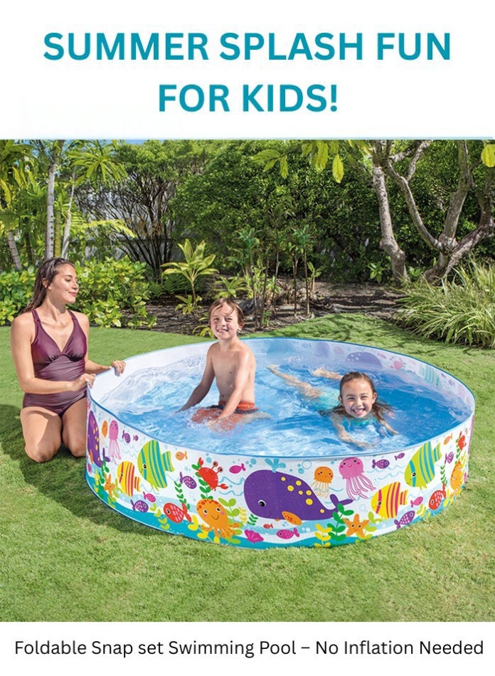 Children’s Swimming Pool with Ocean Life Design – Snapset 183x38 cm Foldable PVC Water Play Tub for Toddlers and Kids  - Image 3