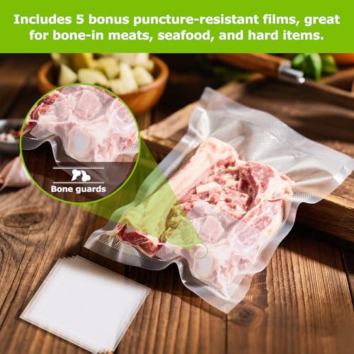 Bonsenkitchen أكياس فراغية مسبقة القطع من بونسين كيتشن 100 باينت 6" × 10"، خالية من BPA، أكياس فراغية ذات جودة تجارية، أكياس سميكة منقوشة لتخزين الطعام والطهي بطريقة السوس فيد VB3204 - Image 5