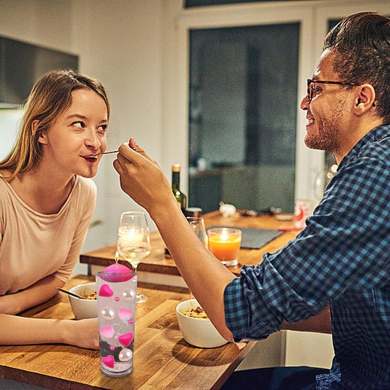 كلاراكو مزهرية كلاركو، عيد الحب، حشوات المزهريات، حشوات المزهريات من لؤلؤة الحب الأحمر، شموع عائمة، قطعة مركزية مع 10 شموع عائمة لطاولة المزهرية، مهرجان المواعدة، المنزل، عيد الحب - Image 5