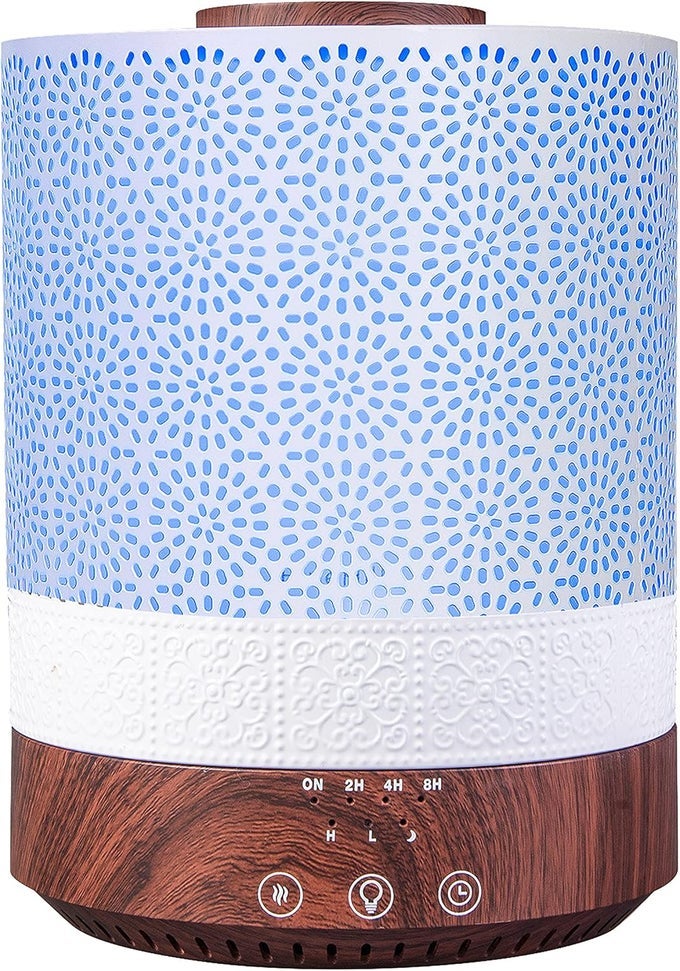 2500 ML XL ESSENTIAL OIL DIFFUSER FOR LARGE ROOM AROMA HUMIDIFIER HOME DECOR BED BABY ROOM BIG HUGE 2.5 L CAPACITY LONG RUN COLOR LIGHTS DECORATIVE DESIGN HIGH MIST DARK WOOD GRAIN F004