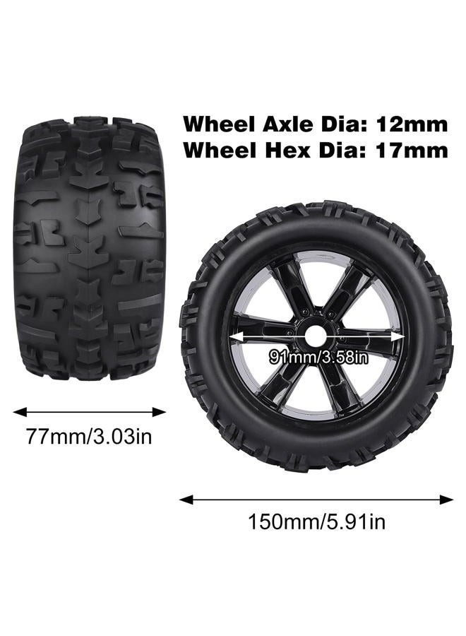Aimrock 17mm Hex Wheels and Tires RC Monster Truck Tire and Rims w/Foam Inserts for 1/8 Arrma Kraton HSP HPI Losi 1/10 Traxxas Maxx E-Revo, 4PCS - Image 2