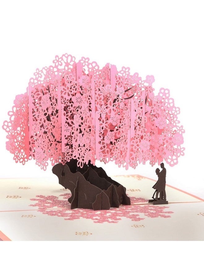Shynek Cherry Blossom Pop Up Wedding Anniversary Card, 3D Love Card, Valentines Gift for Her, with Envelope and Blank Note - Image 1