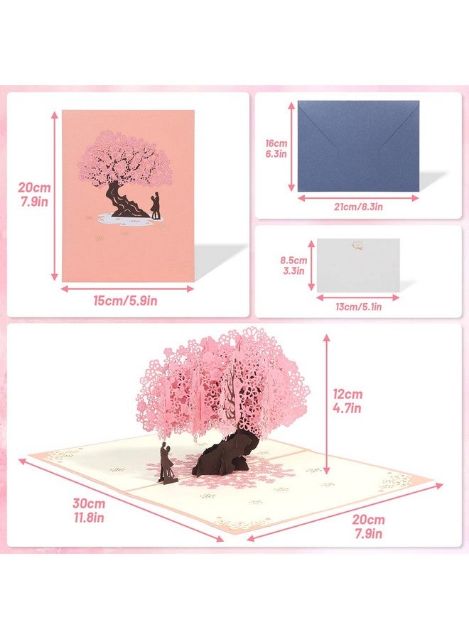 Shynek Cherry Blossom Pop Up Wedding Anniversary Card, 3D Love Card, Valentines Gift for Her, with Envelope and Blank Note - Image 3