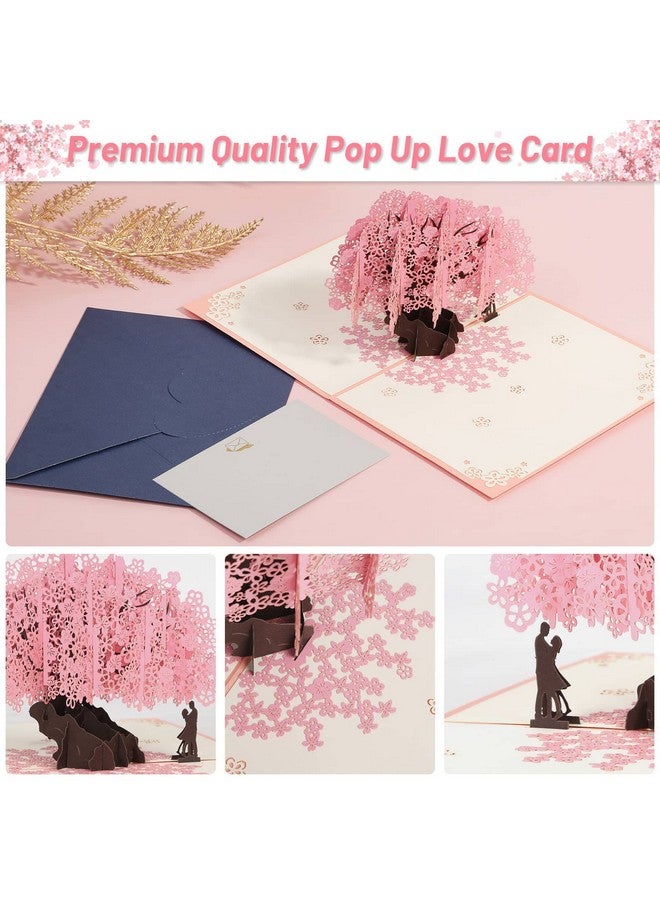 Shynek Cherry Blossom Pop Up Wedding Anniversary Card, 3D Love Card, Valentines Gift for Her, with Envelope and Blank Note - Image 2