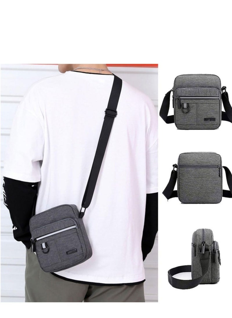 SYOSI - Multifunctional Men Canvas Messenger Shoulder Bag with Multiple Pockets for Business Travel School Office (Gray) - Image 1
