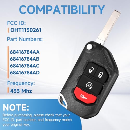 LYFUCESS Smart Key Fob Replacement Fits for Jeep Wrangler 2018 2019 2020 2021 2022 2023 2024 Jeep Gladiator 2020-2024 Proximity Keyless Entry Remote Control 433 Mhz OHT1130261 ID4A - Image 3