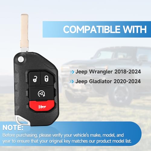 LYFUCESS Smart Key Fob Replacement Fits for Jeep Wrangler 2018 2019 2020 2021 2022 2023 2024 Jeep Gladiator 2020-2024 Proximity Keyless Entry Remote Control 433 Mhz OHT1130261 ID4A - Image 2