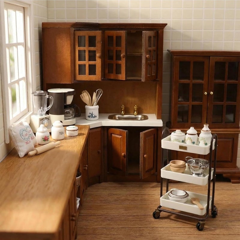 Cutemini Dollhouse 1/12 Miniture Coffee Maker & Juicer Set 2Pcs Doll House Kitchen Appliances Furniture Plastic Model Coffee Pot Blender Accessories (White) - Image 2