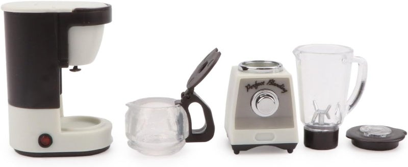 Cutemini Dollhouse 1/12 Miniture Coffee Maker & Juicer Set 2Pcs Doll House Kitchen Appliances Furniture Plastic Model Coffee Pot Blender Accessories (White) - Image 5