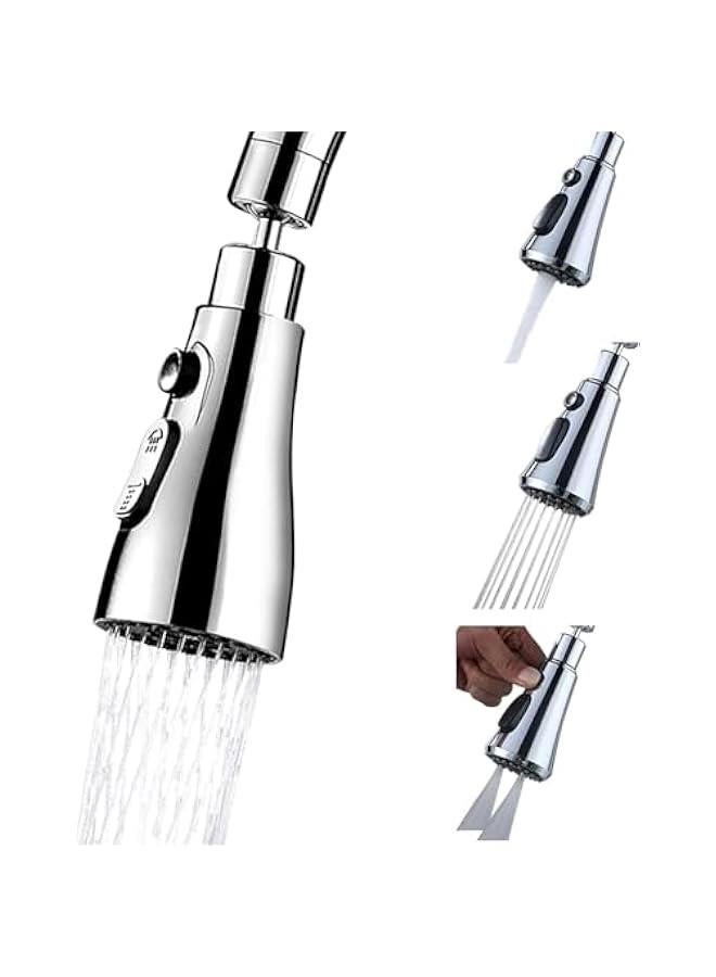 HOOKOR 360°Swivel Faucet Tap Aerator,with 3 Water Outlet Modes,Water Saving Splash-Proof Kitchen Bathroom Head Sink Spout,Apply to 22-24mm Tap Spray Head (Sliver) - Image 1