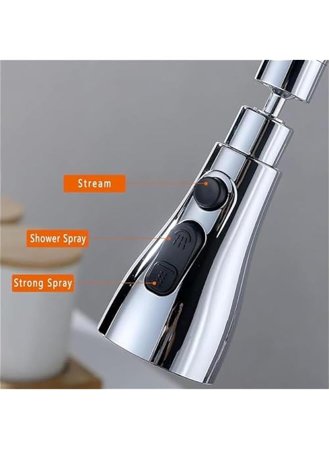 HOOKOR 360°Swivel Faucet Tap Aerator,with 3 Water Outlet Modes,Water Saving Splash-Proof Kitchen Bathroom Head Sink Spout,Apply to 22-24mm Tap Spray Head (Sliver) - Image 2