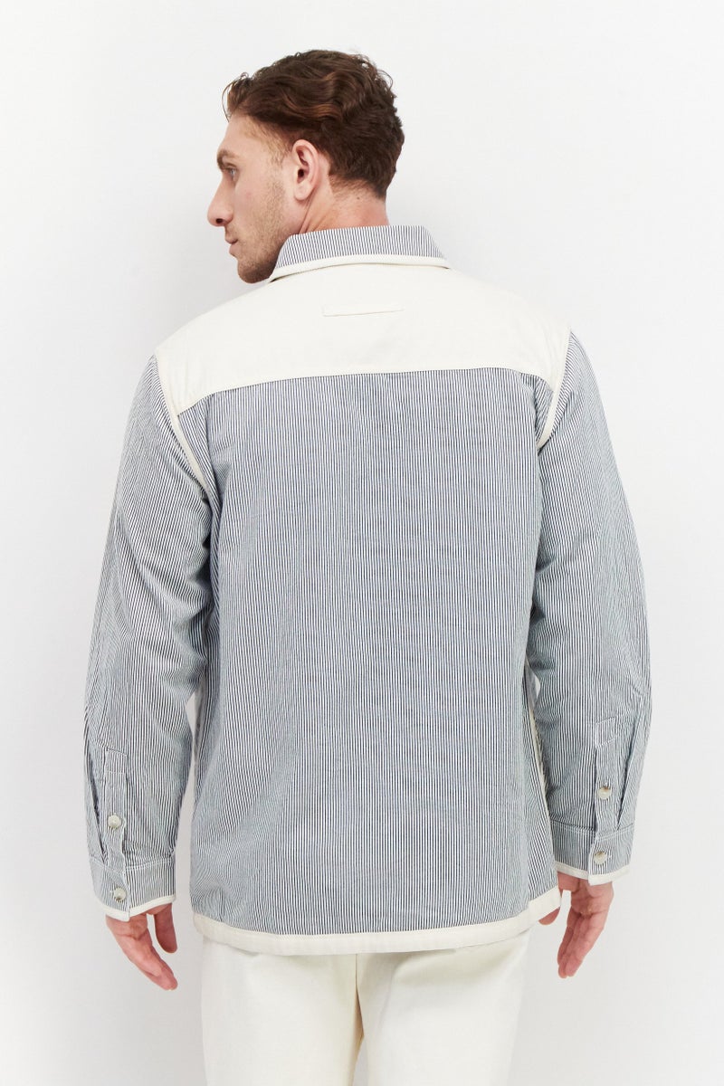 PERRY ELLIS Men Pinstripe Jacket Shirts, Navy - Image 2