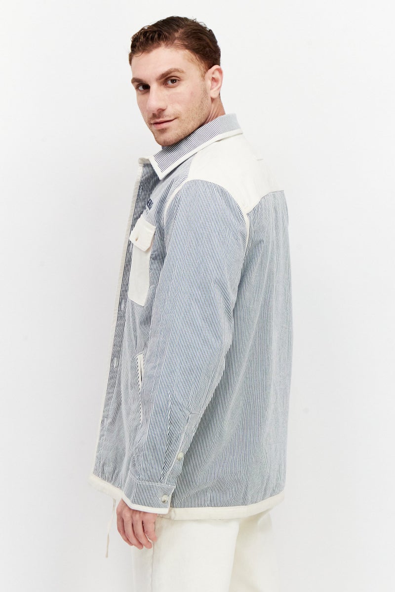 PERRY ELLIS Men Pinstripe Jacket Shirts, Navy - Image 4