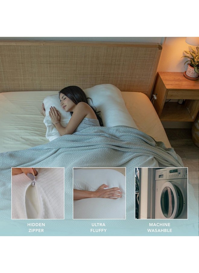 PharMeDoc - Pregnancy Pillows, U-Shape Full Body Pillow -Removable Air White Cover - White - Pregnancy Pillows For Sleeping - Body Pillows For Adults, Maternity Pillow And Pregnancy Must Haves - Image 1