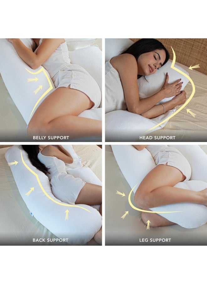 PharMeDoc - Pregnancy Pillows, U-Shape Full Body Pillow -Removable Air White Cover - White - Pregnancy Pillows For Sleeping - Body Pillows For Adults, Maternity Pillow And Pregnancy Must Haves - Image 1