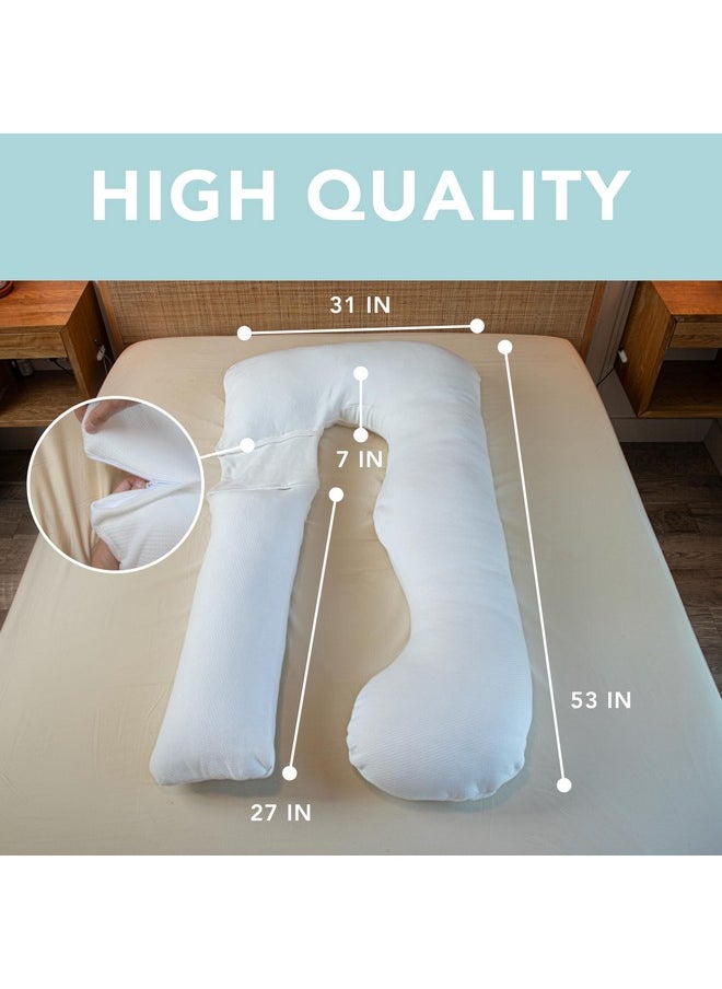 PharMeDoc - Pregnancy Pillows, U-Shape Full Body Pillow -Removable Air White Cover - White - Pregnancy Pillows For Sleeping - Body Pillows For Adults, Maternity Pillow And Pregnancy Must Haves - Image 1