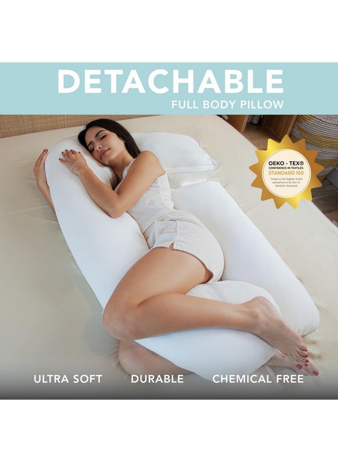 PharMeDoc - Pregnancy Pillows, U-Shape Full Body Pillow -Removable Air White Cover - White - Pregnancy Pillows For Sleeping - Body Pillows For Adults, Maternity Pillow And Pregnancy Must Haves - Image 1