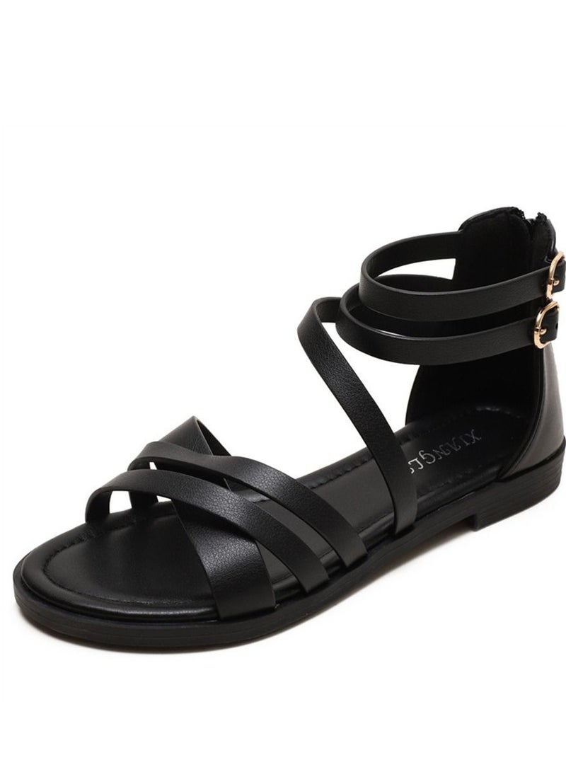 Loquat Casual And Versatile Flat Sandals 3CM Black  - Image 1