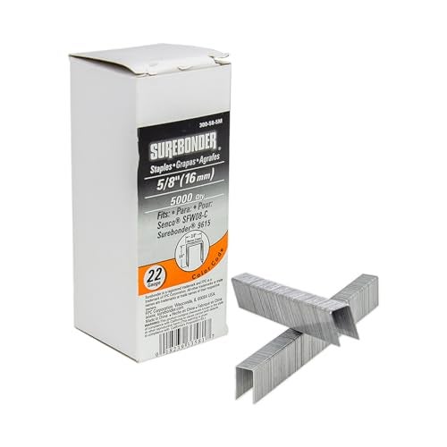 Surebonder 300-58-5M Narrow Crown 22 Gauge Upholstery Staples for Surebonder Model 9615A Pneumatic Stapler - 5/8" Length, 3/8" Crown Width - 5000 Count - Image 1