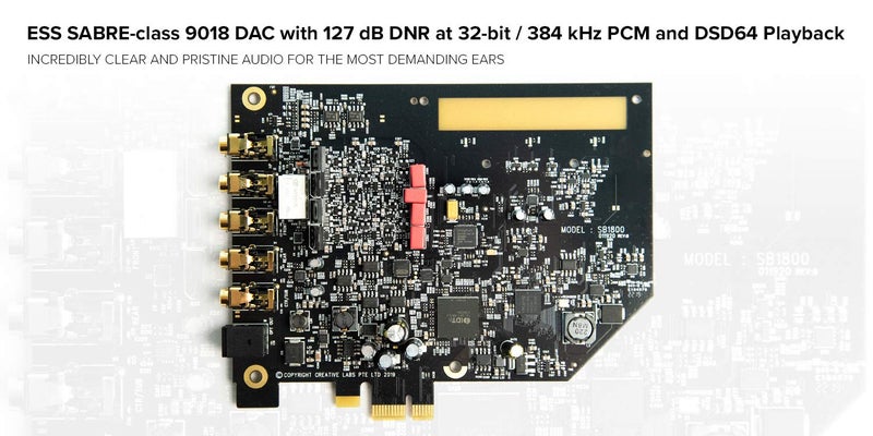 Creative كرييتف ساوند بلاستر AE-7 بطاقة صوت داخلية PCIe عالية الدقة، معالج رباعي النواة، 127dB DNR ESS SABRE-class 9018 DAC، Xamp Discrete Custom Bi-amp، 5.1 منفصلة/7.1 افتراضية، دولبي، DTS Encoding (أسود ورمادي) - Image 2