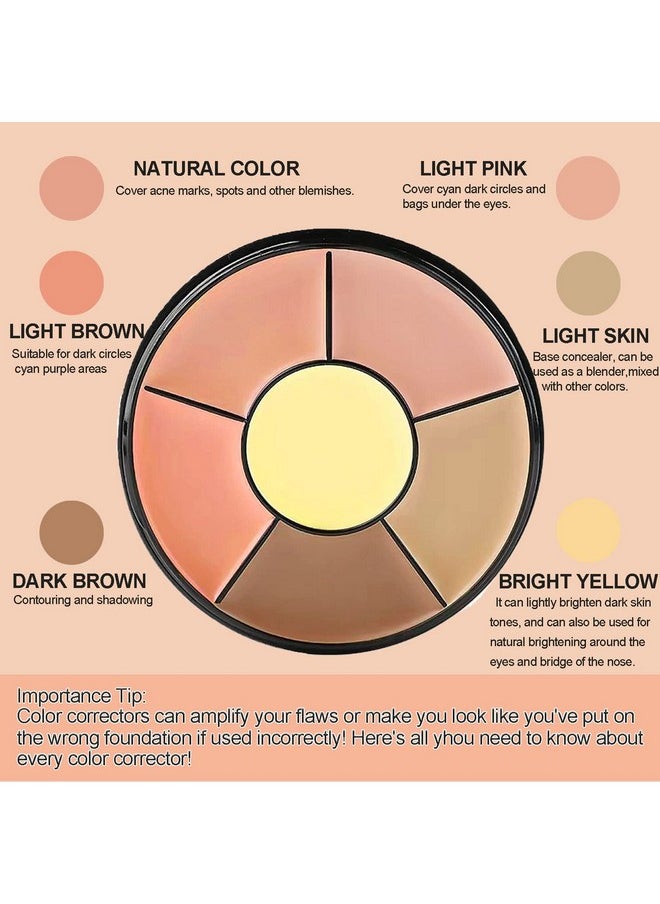 YEPYEPGO - Color Corrector Palette 6 In 1 Concealer Contour Palette Color Corrector For Dark Circlesredness Brighten Cream Concealer Color Correcting Palette Full Coverage Concealer Make Up Kit(01) - Image 1