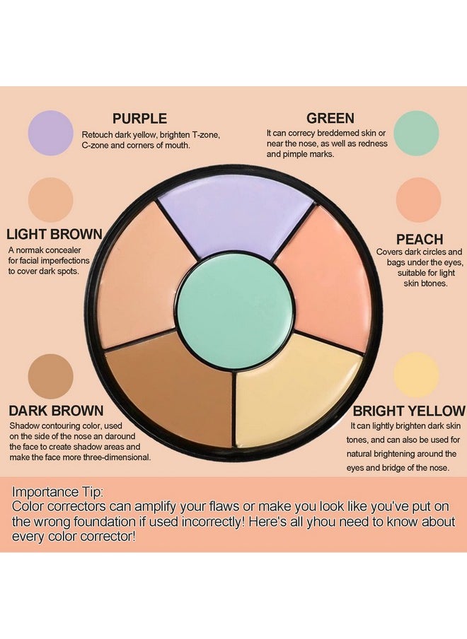 YEPYEPGO - Color Corrector Palette 6 In 1 Concealer Contour Palette Color Corrector For Dark Circlesredness Brighten Cream Concealer Color Correcting Palette Full Coverage Concealer Make Up Kit(01) - Image 1