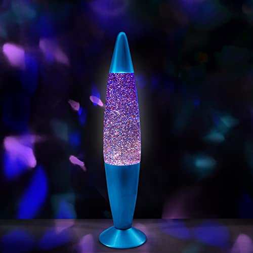 JAMBO 16" Beautiful Blue and Silver Glitter Lamp- Relaxing Mood Lighting, Night Light Nightlight, Home Decor Living Room Office Bedroom Lamp for Adults Teens Kids Glitter - Image 2