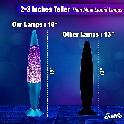 JAMBO 16" Beautiful Blue and Silver Glitter Lamp- Relaxing Mood Lighting, Night Light Nightlight, Home Decor Living Room Office Bedroom Lamp for Adults Teens Kids Glitter - Image 5