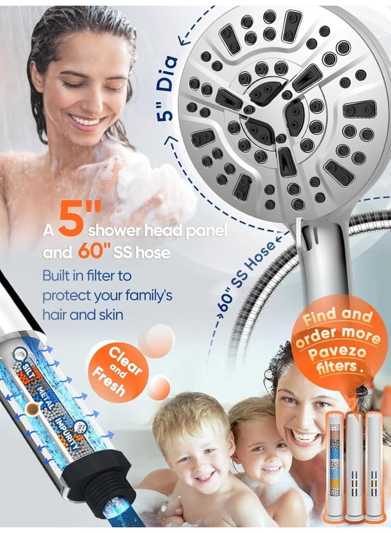 High Pressure Shower Head,10-mode Portable Detachable Shower Head with Hard Water Filter for Bathroom, Anti-clog & Powerful to Clean Tile & Pets - Image 4