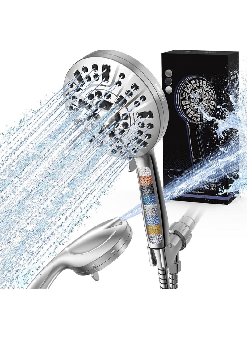 High Pressure Shower Head,10-mode Portable Detachable Shower Head with Hard Water Filter for Bathroom, Anti-clog & Powerful to Clean Tile & Pets - Image 1