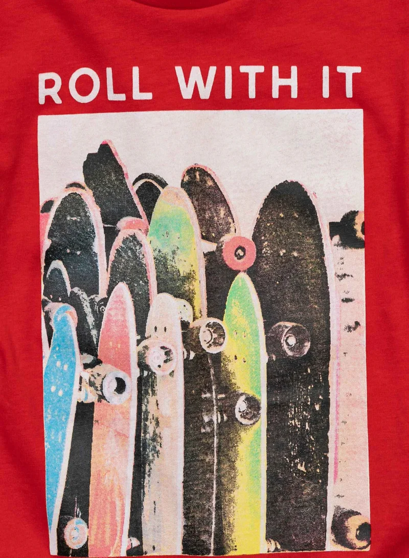 مينوتي Kids Boys Fashionable T-Shirt With Roll Up Sleeves