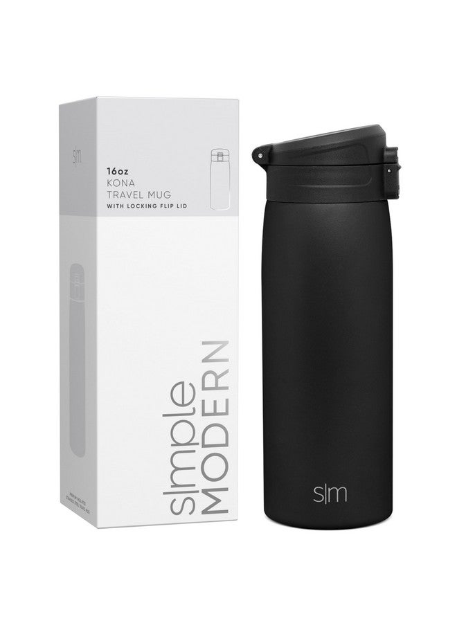 Simple Modern Simple Modern Insulated Thermos Travel Coffee Mug with Snap Flip Lid | Leakproof Reusable Stainless Steel Tumbler Cup | Gifts for Women Men Him Her | Kona Collection | 16oz | Midnight Black - Image 1