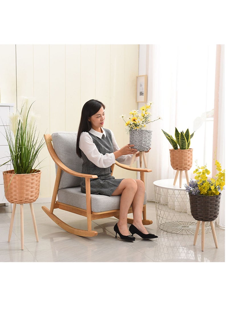Generic FFD Flower Pot Flower Basket Free Standin Wooden Stand with Flower Basket 3pcs Set  - Image 3