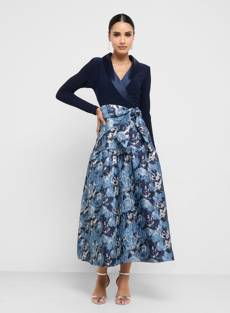 Adrianna Papell Jersey Jacquard Tuxedo Dress - Image 4