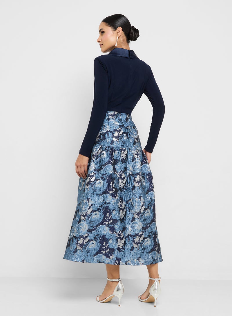 Adrianna Papell Jersey Jacquard Tuxedo Dress - Image 2