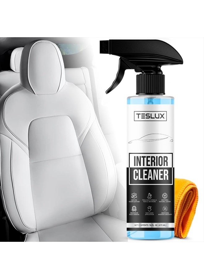 Teslux Interior Cleaner For Tesla White & Black Vegan Leather - Stain Remover - Solution for Complete Interior Cleaning - Ideal for Seats, Doors, Console, Dash - Accessories For Tesla Model 3, Y, S, X - Image 1